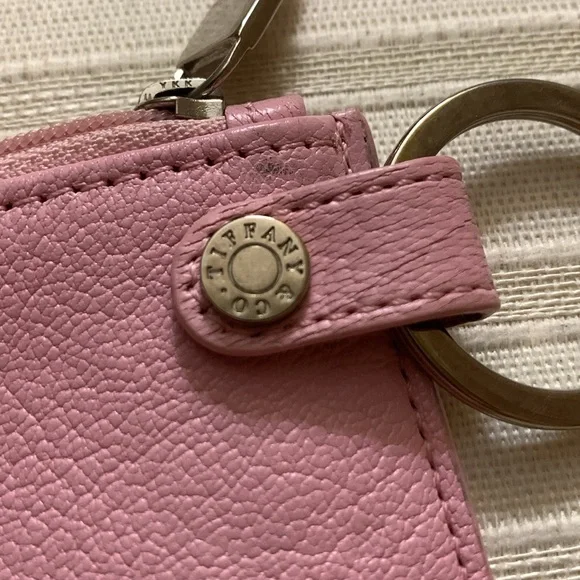 Tiffany & Co. Pink Leather Card Case with Key Ring EUC - Picture 2 of 7